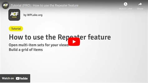 ACF Repeater field, How to use and display it .